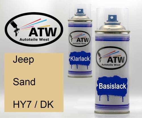 Jeep, Sand, HY7 / DK: 400ml Sprühdose + 400ml Klarlack - Set, von ATW Autoteile West.